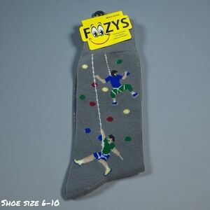 Foozys Men's Novelty Socks Rock Climbing Design Gray Shoe Size 6–12
